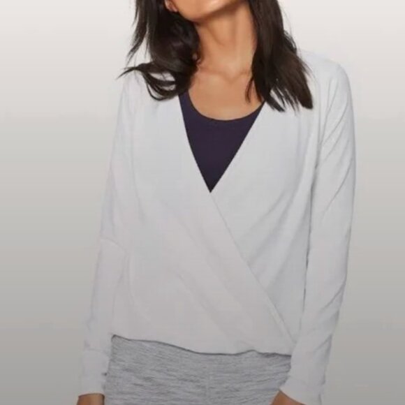 lululemon athletica Tops - Lululemon Athletica White Wrap top Women’s Full Freedom Long Sleeve 6